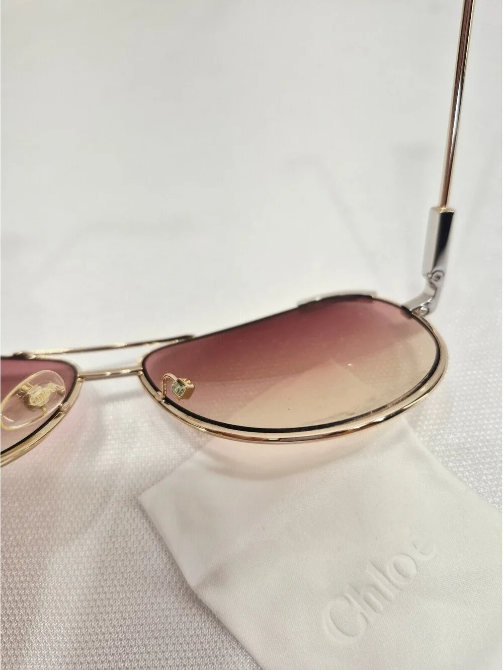 Chloe Eria Light Gold Aviator Women's Sunglasses NEW FLAWED